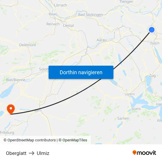 Oberglatt to Ulmiz map