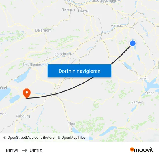 Birrwil to Ulmiz map