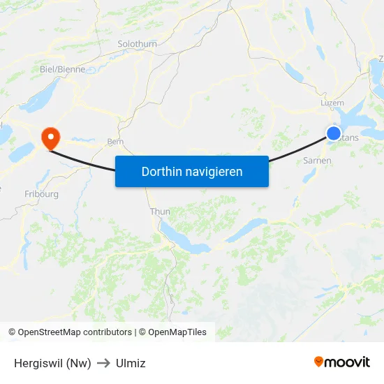 Hergiswil (Nw) to Ulmiz map