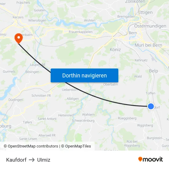 Kaufdorf to Ulmiz map