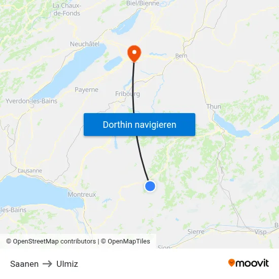 Saanen to Ulmiz map