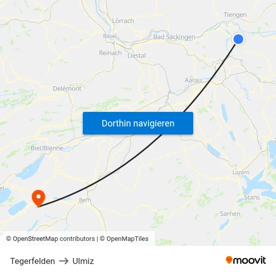 Tegerfelden to Ulmiz map