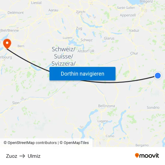 Zuoz to Ulmiz map