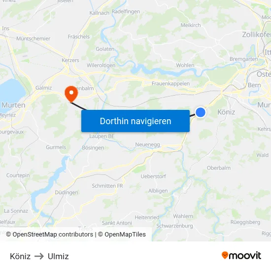 Köniz to Ulmiz map