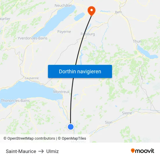 Saint-Maurice to Ulmiz map