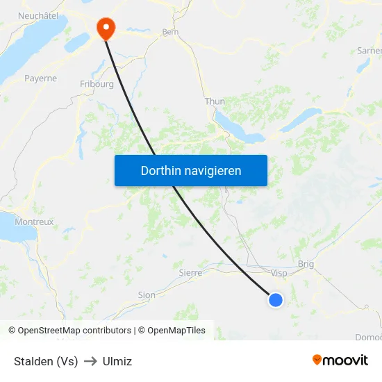 Stalden (Vs) to Ulmiz map