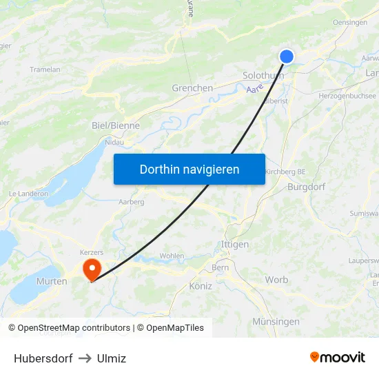 Hubersdorf to Ulmiz map