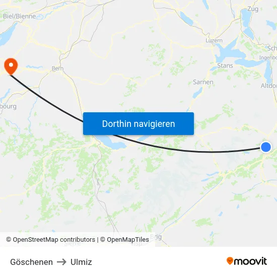 Göschenen to Ulmiz map