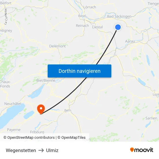 Wegenstetten to Ulmiz map