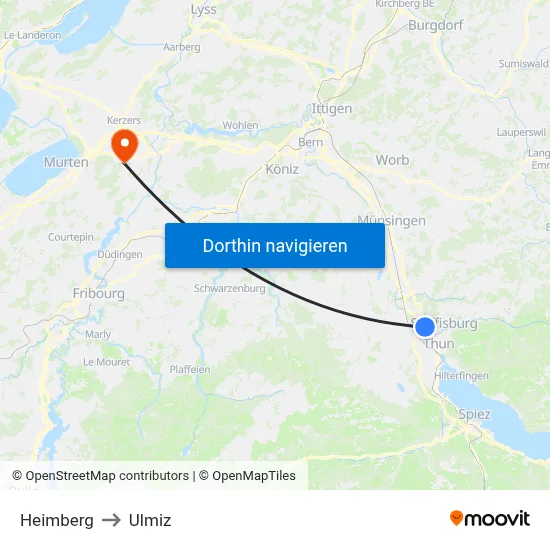 Heimberg to Ulmiz map