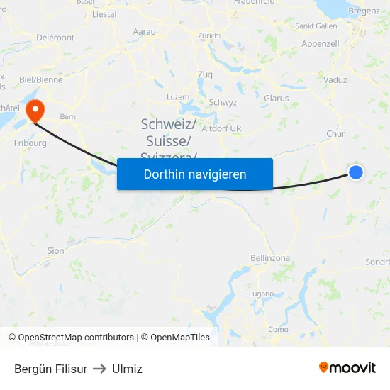 Bergün Filisur to Ulmiz map