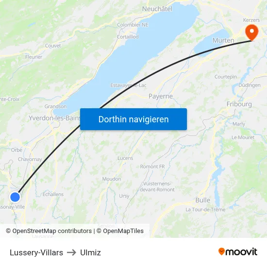 Lussery-Villars to Ulmiz map