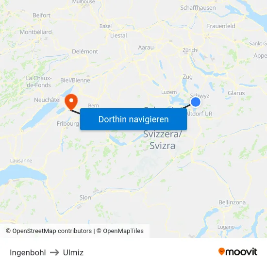 Ingenbohl to Ulmiz map
