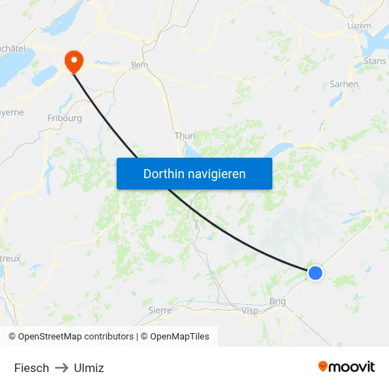 Fiesch to Ulmiz map