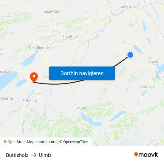 Buttisholz to Ulmiz map