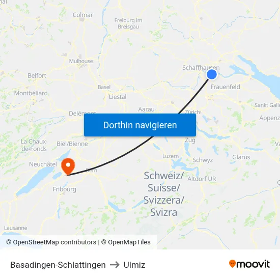 Basadingen-Schlattingen to Ulmiz map