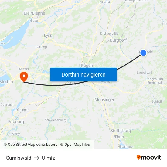 Sumiswald to Ulmiz map
