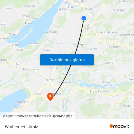 Worben to Ulmiz map