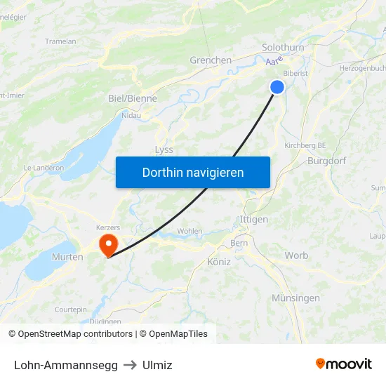 Lohn-Ammannsegg to Ulmiz map