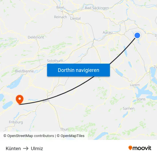 Künten to Ulmiz map