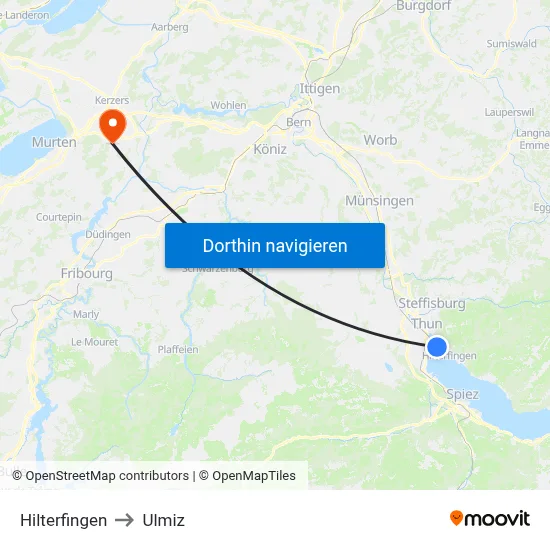 Hilterfingen to Ulmiz map