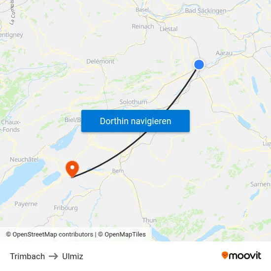 Trimbach to Ulmiz map