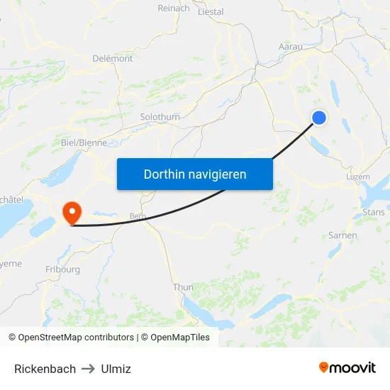Rickenbach to Ulmiz map
