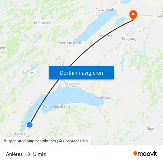 Anières to Ulmiz map