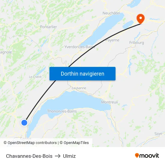 Chavannes-Des-Bois to Ulmiz map