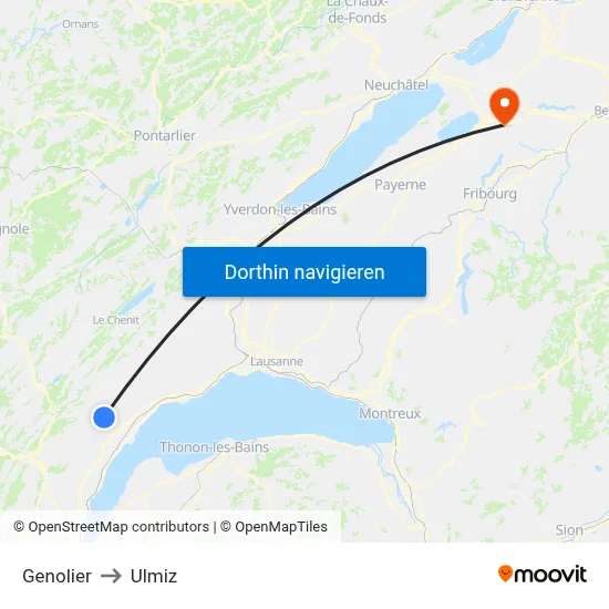 Genolier to Ulmiz map