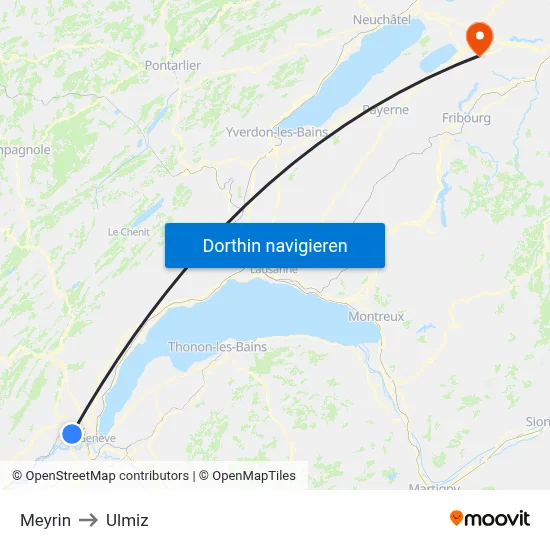 Meyrin to Ulmiz map