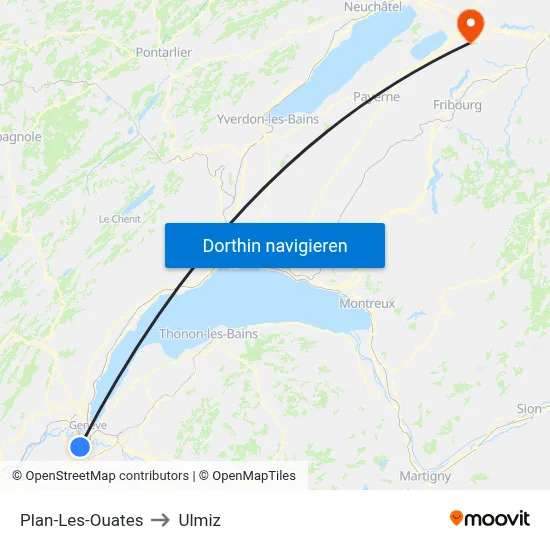 Plan-Les-Ouates to Ulmiz map