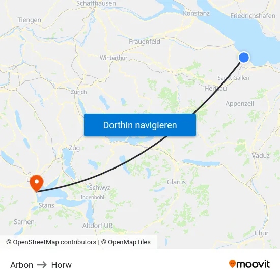 Arbon to Horw map
