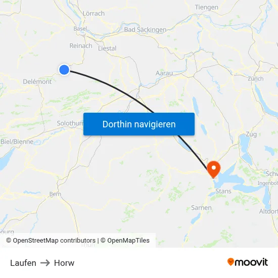 Laufen to Horw map