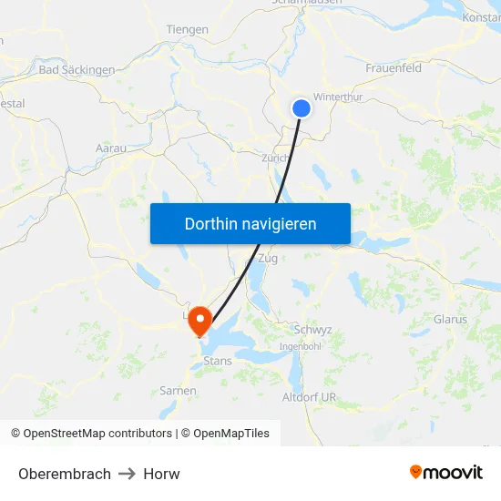 Oberembrach to Horw map