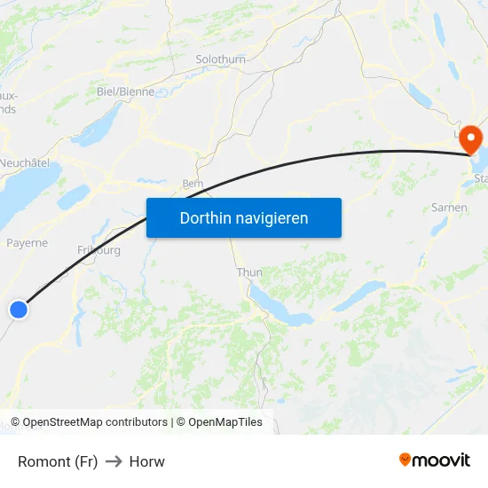 Romont (Fr) to Horw map