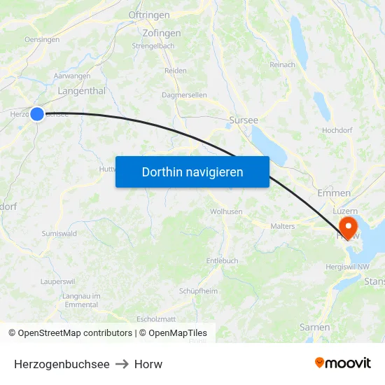 Herzogenbuchsee to Horw map