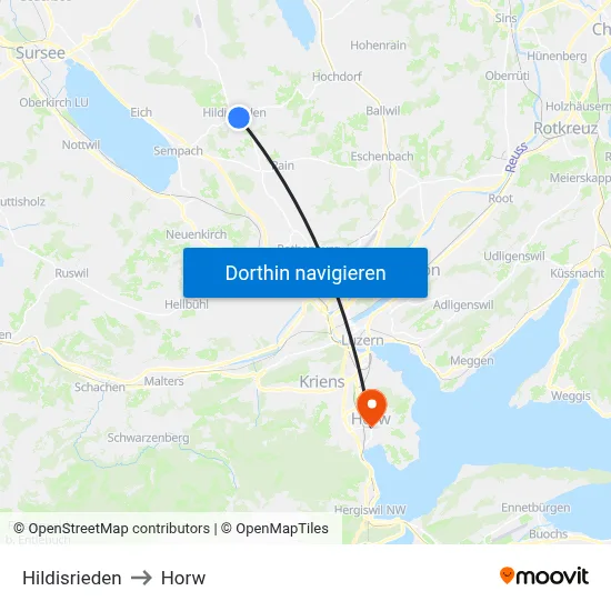 Hildisrieden to Horw map