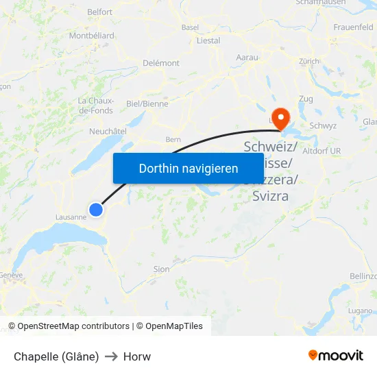 Chapelle (Glâne) to Horw map