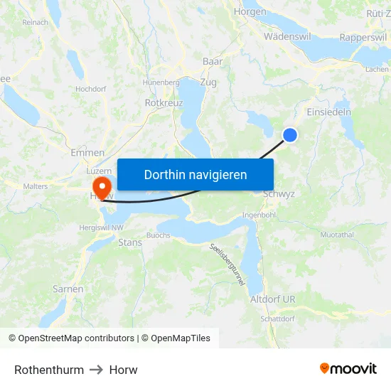 Rothenthurm to Horw map