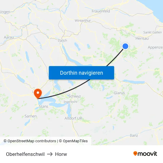 Oberhelfenschwil to Horw map