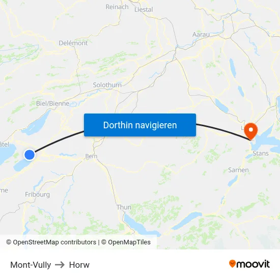 Mont-Vully to Horw map
