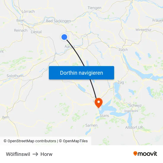 Wölflinswil to Horw map