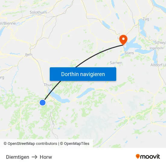 Diemtigen to Horw map