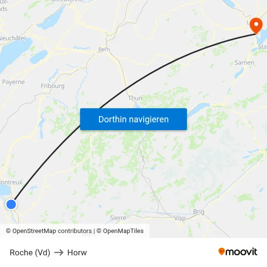 Roche (Vd) to Horw map