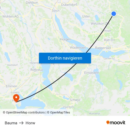 Bauma to Horw map