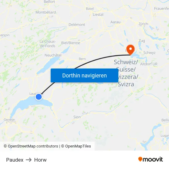 Paudex to Horw map
