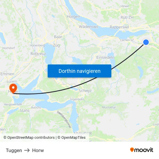 Tuggen to Horw map