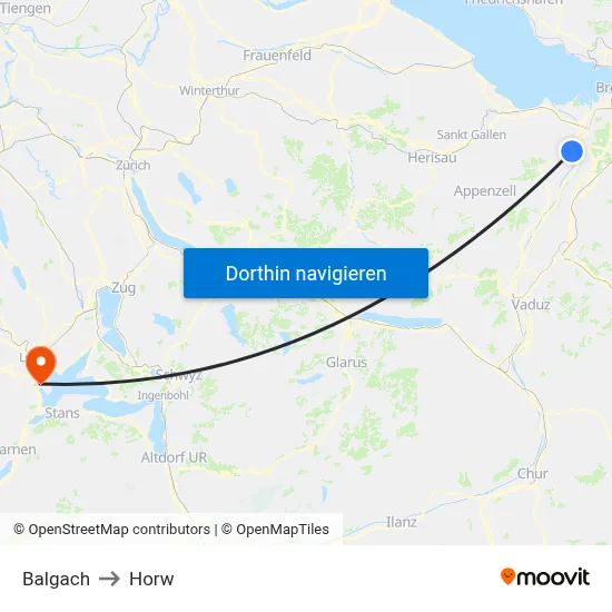Balgach to Horw map