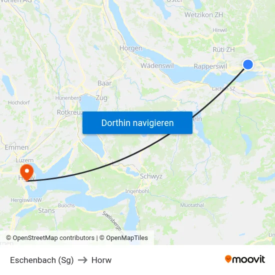 Eschenbach (Sg) to Horw map